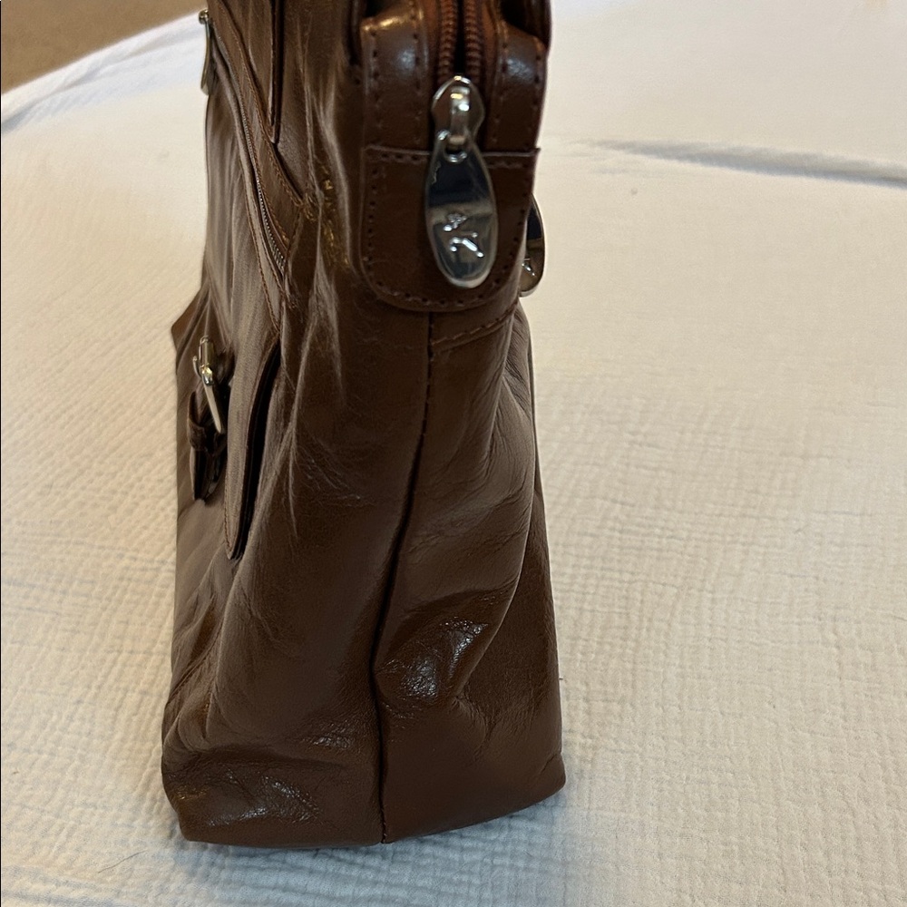 Ashwood Genuine Leather Shoulder Bag Tote Cognac Brown Handbag Purse - Picture 7 of 17